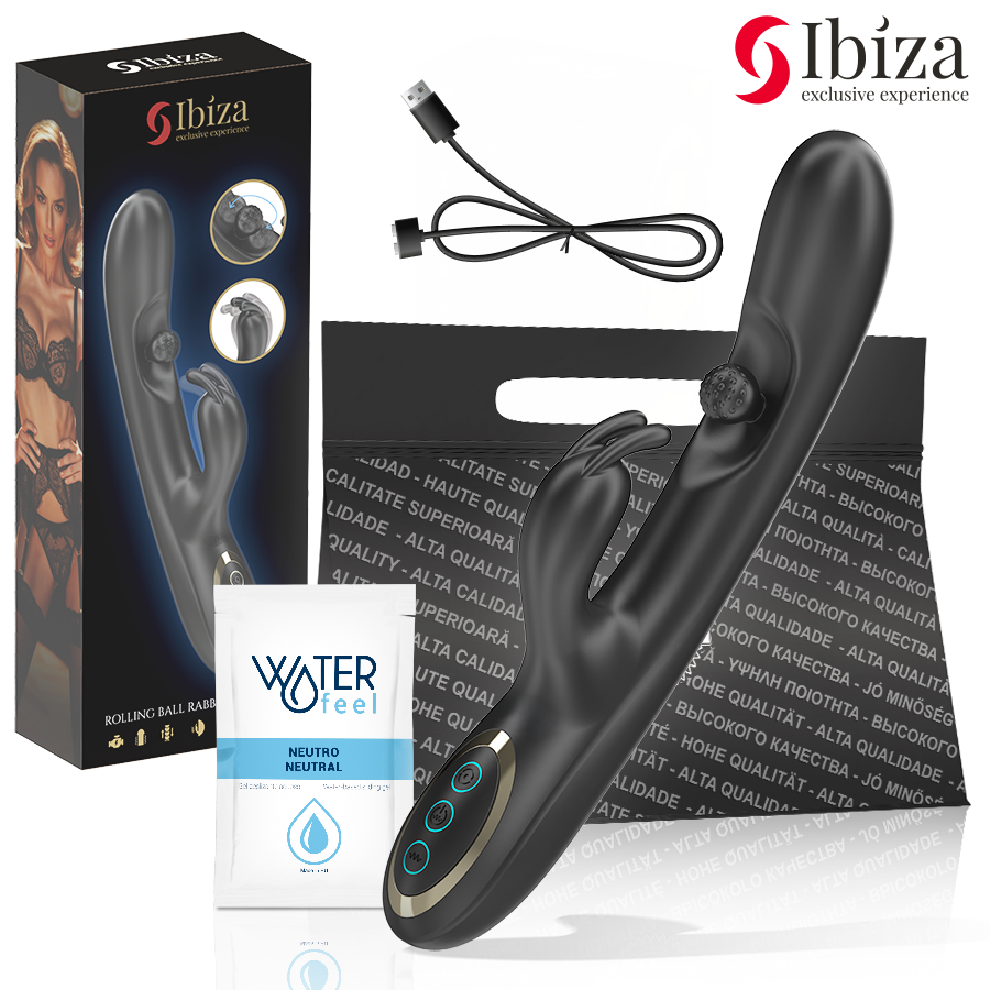 IBIZA - KRAFTIG KANINVIBRATOR MED MASSAGERENDE RULLEPERLE