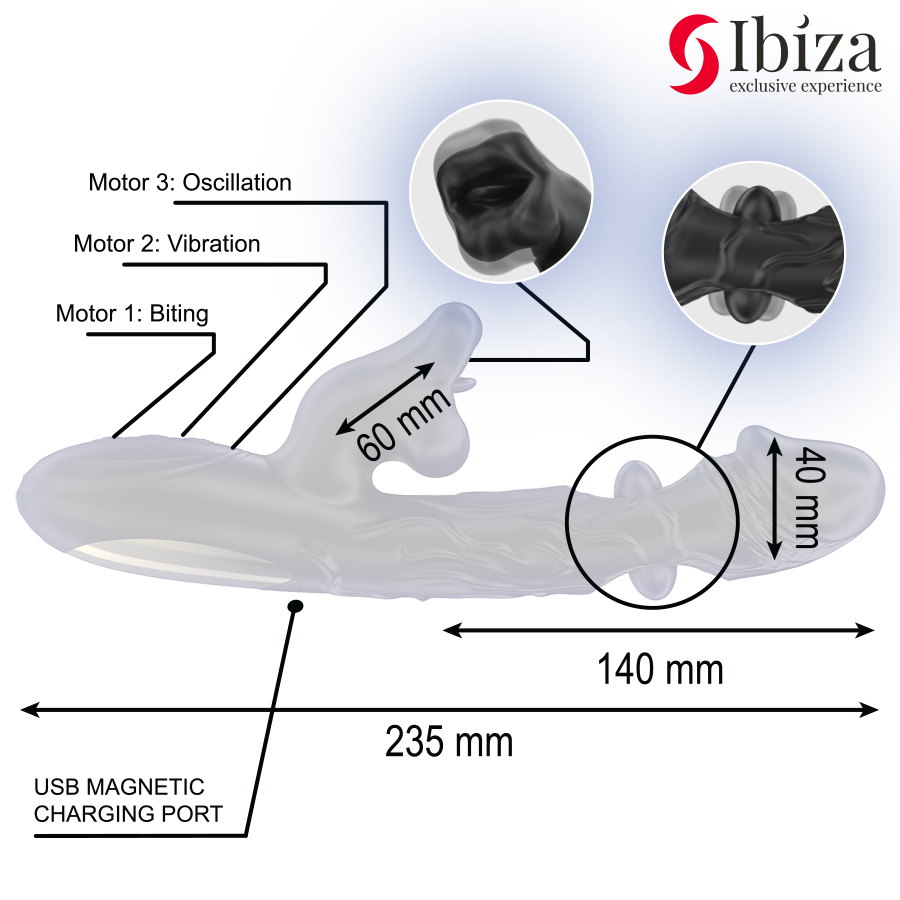 IBIZA - VIBRATOR OG KLITORISSTIMULATOR MED BID- OG ROTATIONSEFFEKT