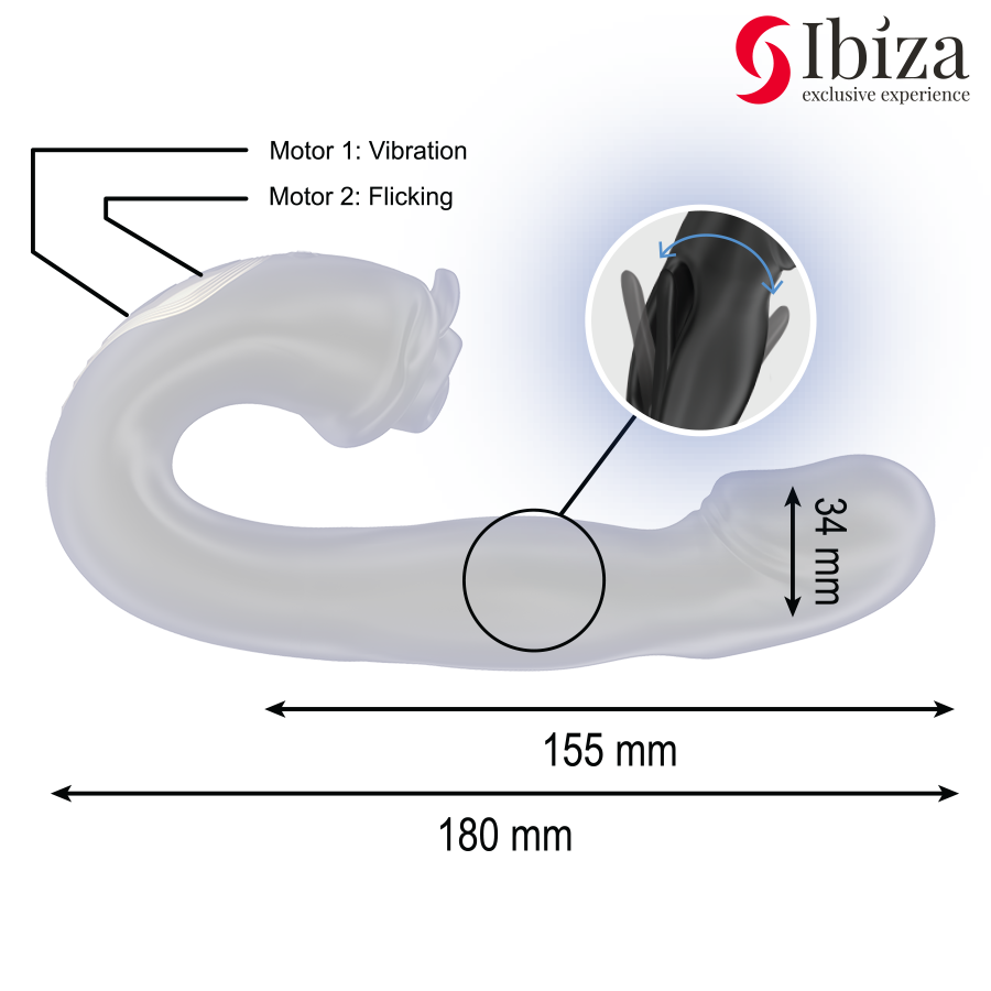 IBIZA - ROSE VIBRATOR MED SVIPPEEFFEKT OG KLITOSTIMULATOR