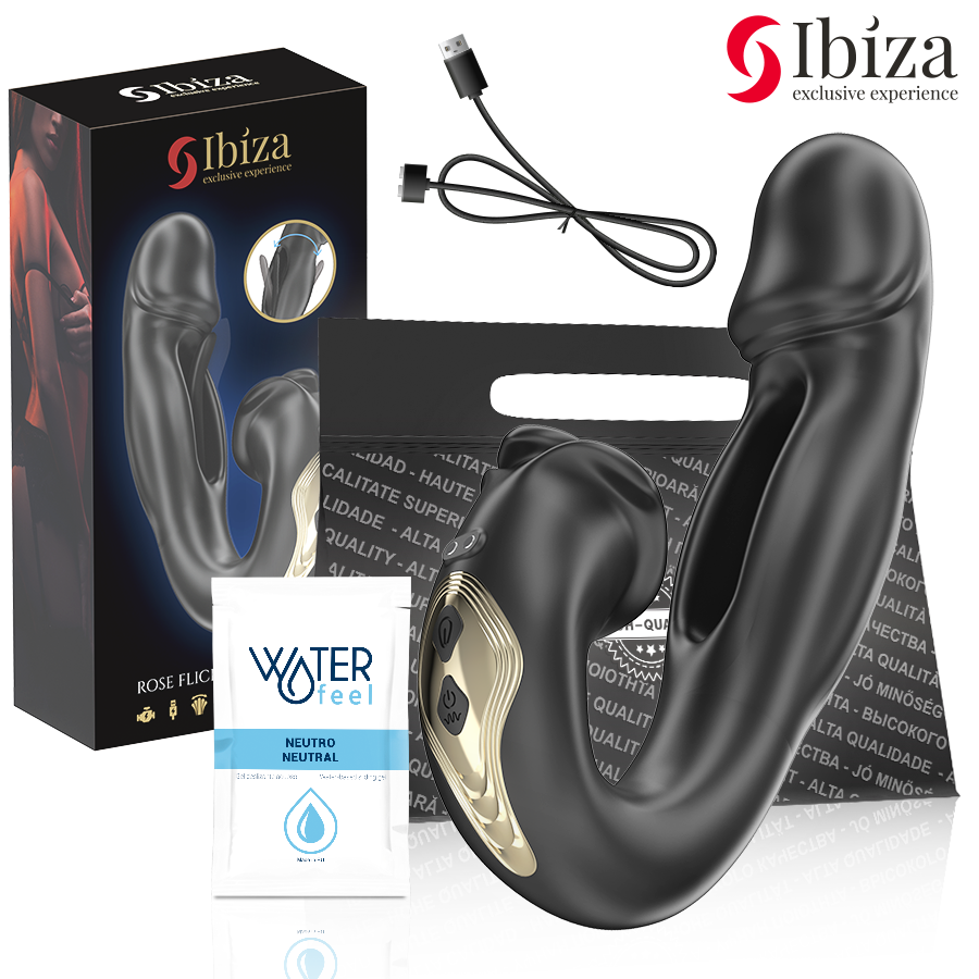 IBIZA - ROSE VIBRATOR MED SVIPPEEFFEKT OG KLITOSTIMULATOR