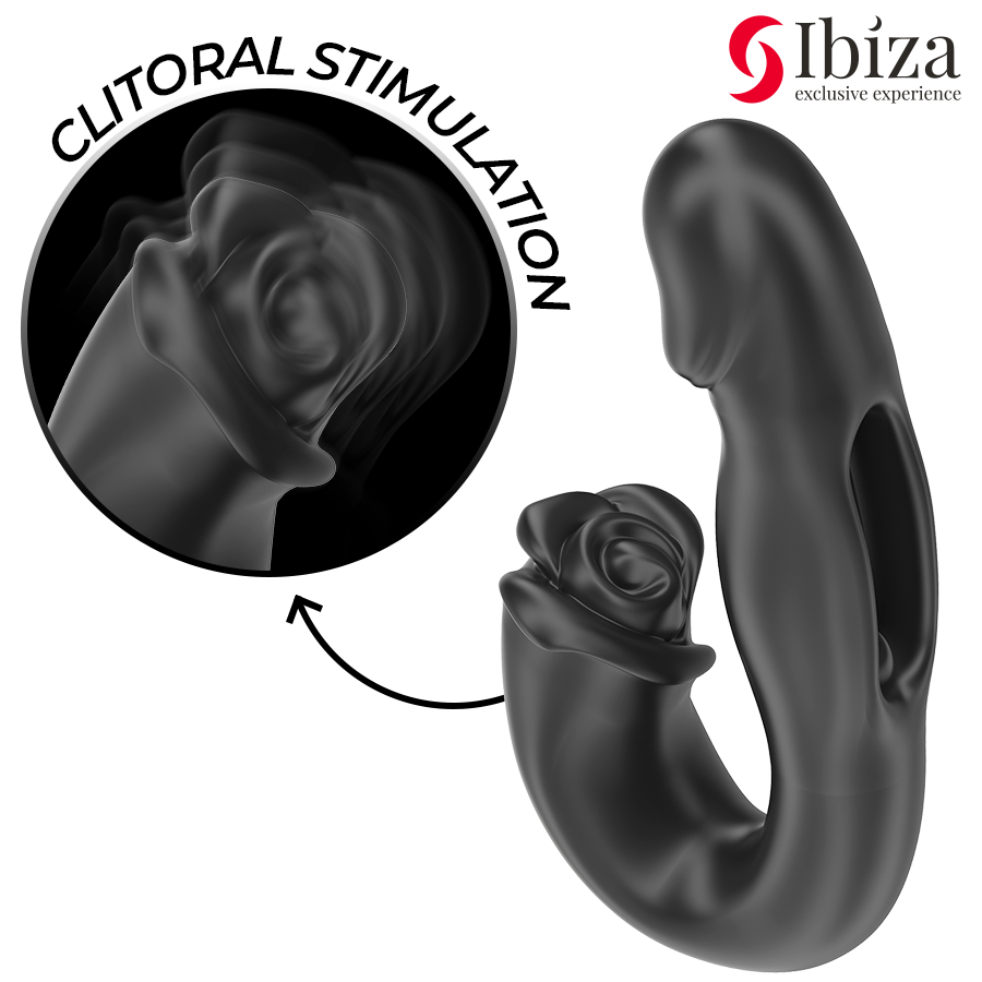 IBIZA - ROSE VIBRATOR MED SVIPPEEFFEKT OG KLITOSTIMULATOR