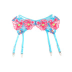 SUBBLIME - 957643 FLOWER EMBROIDERED BRA AND GARTER BELT SET PINK S/M