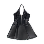SUBBLIME - 957711 LACE ZIPPER LEATHER DRESS BLACK L/XL