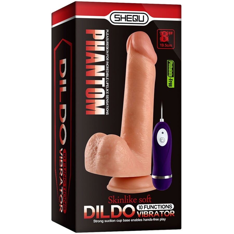 SHEQU - PHANTOM VIBRERENDE DILDO MED FJERNBETJENING 20 CM