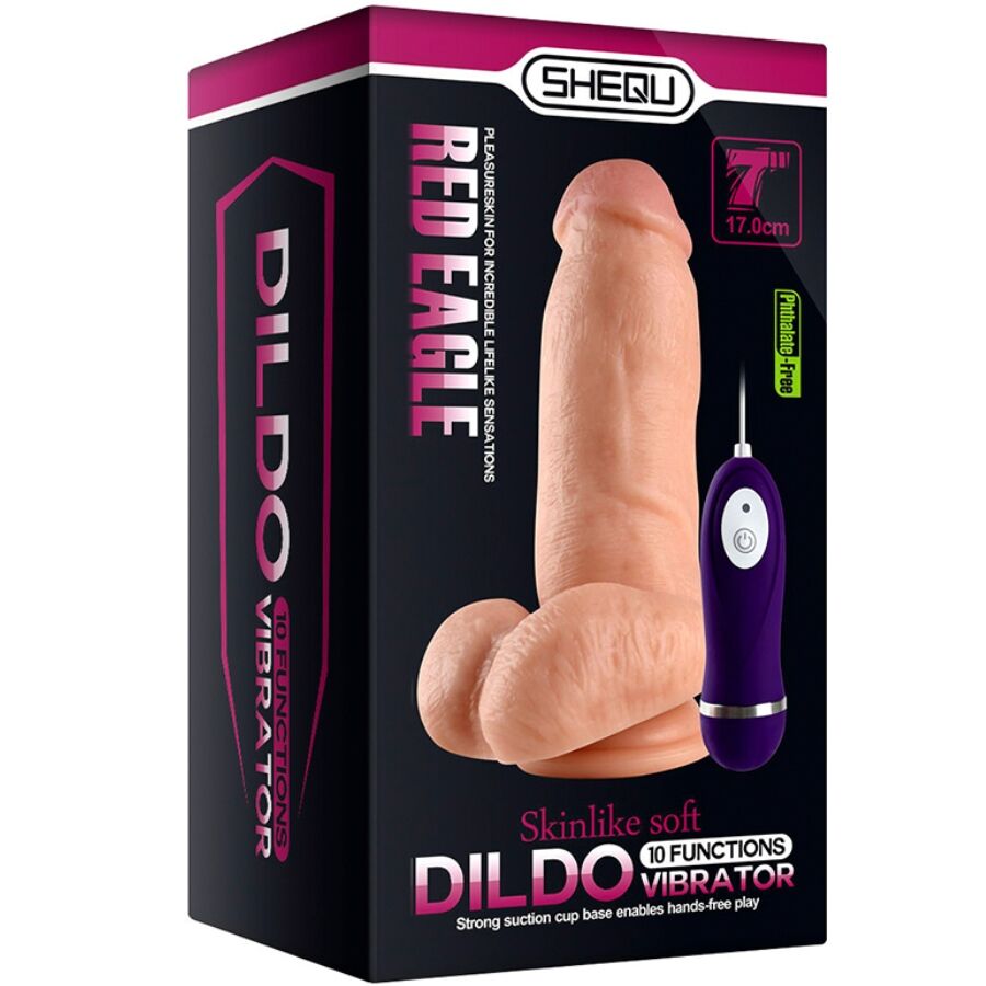 SHEQU - RED EAGLE VIBRATOR DILDO MED FJERNBETJENING 17 CM