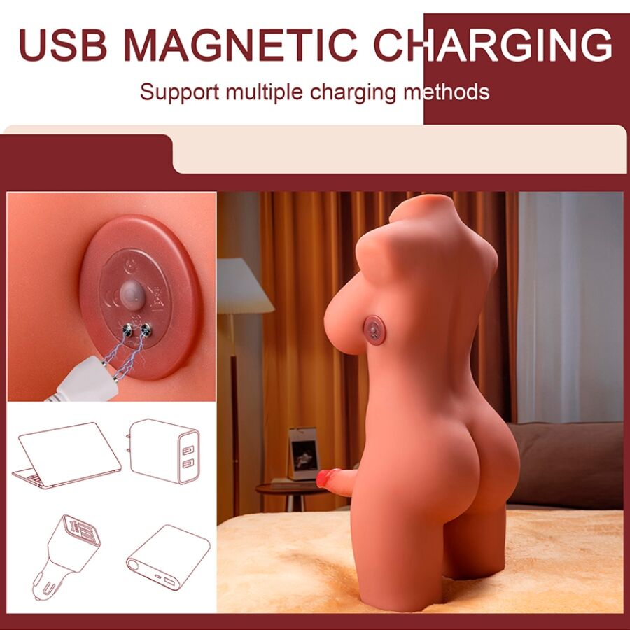 XISE - MIAH LADY BOY KVINDELIG TORSO MED DILDO MED VIBRATION OG STYK 55 CM