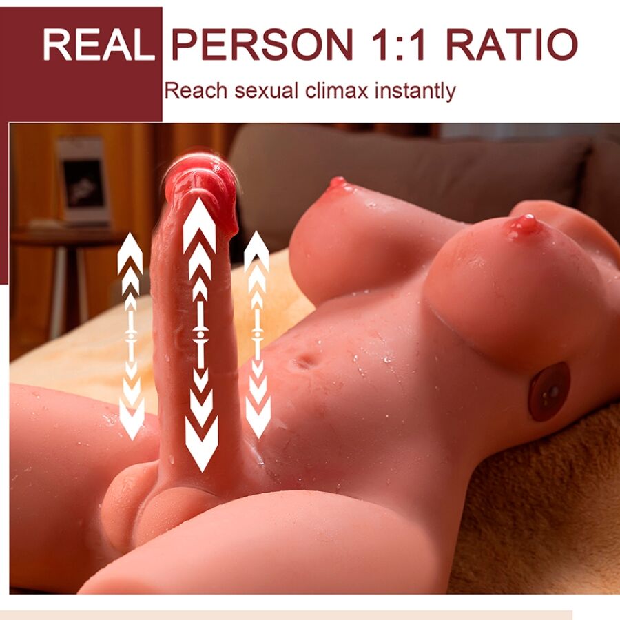 XISE - MIAH LADY BOY KVINDELIG TORSO MED DILDO MED VIBRATION OG STYK 55 CM