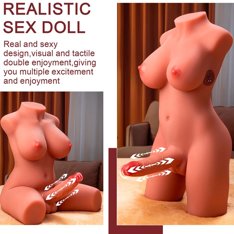 XISE - MIAH LADY BOY KVINDELIG TORSO MED DILDO MED VIBRATION OG STYK 55 CM