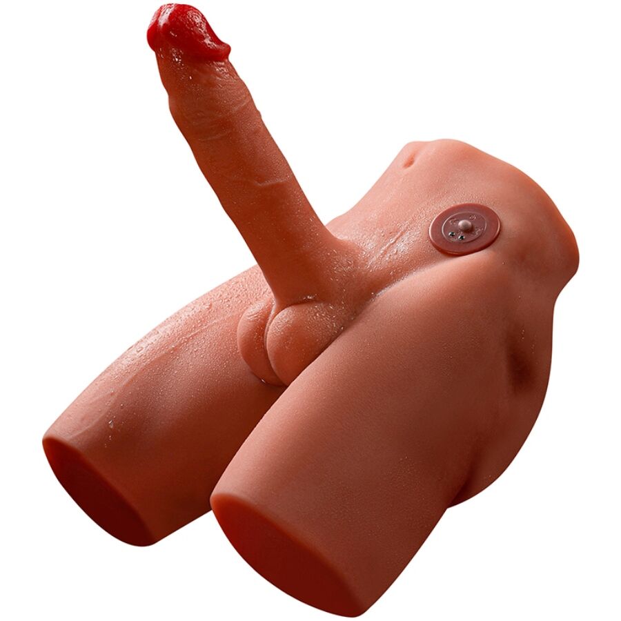 XISE - JASON REALISTISK DILDO-MASTURBATOR MED STØV OG VIBRATION 17 CM