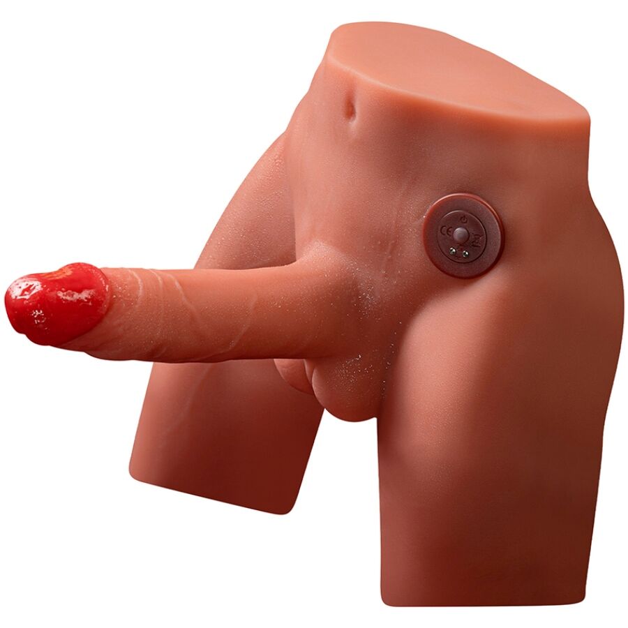 XISE - JASON REALISTISK DILDO-MASTURBATOR MED STØV OG VIBRATION 17 CM