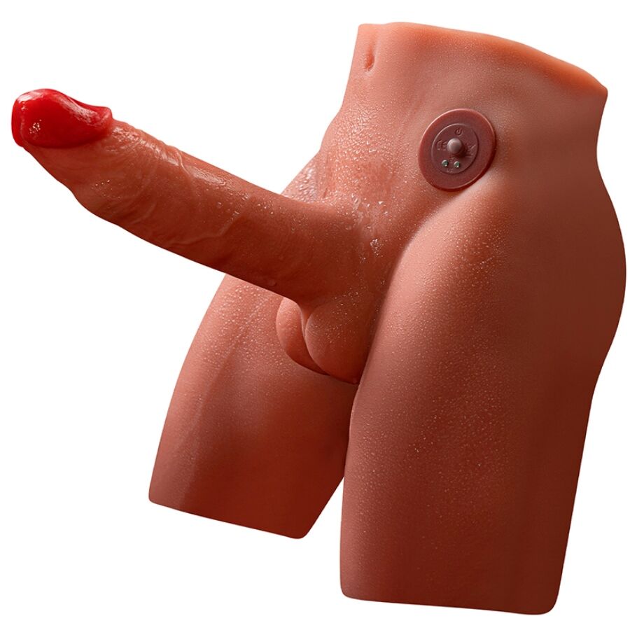 XISE - JASON REALISTISK DILDO-MASTURBATOR MED STØV OG VIBRATION 17 CM