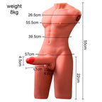 XISE - JASON HALVKROP REALISTISK MANDLIG TORSO MED SKUD OG VIBRATION 55 CM