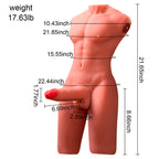 XISE - JASON HALVKROP REALISTISK MANDLIG TORSO MED SKUD OG VIBRATION 55 CM