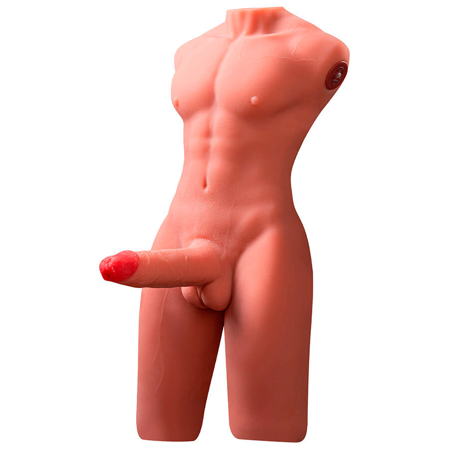 XISE - JASON HALVKROP REALISTISK MANDLIG TORSO MED SKUD OG VIBRATION 55 CM