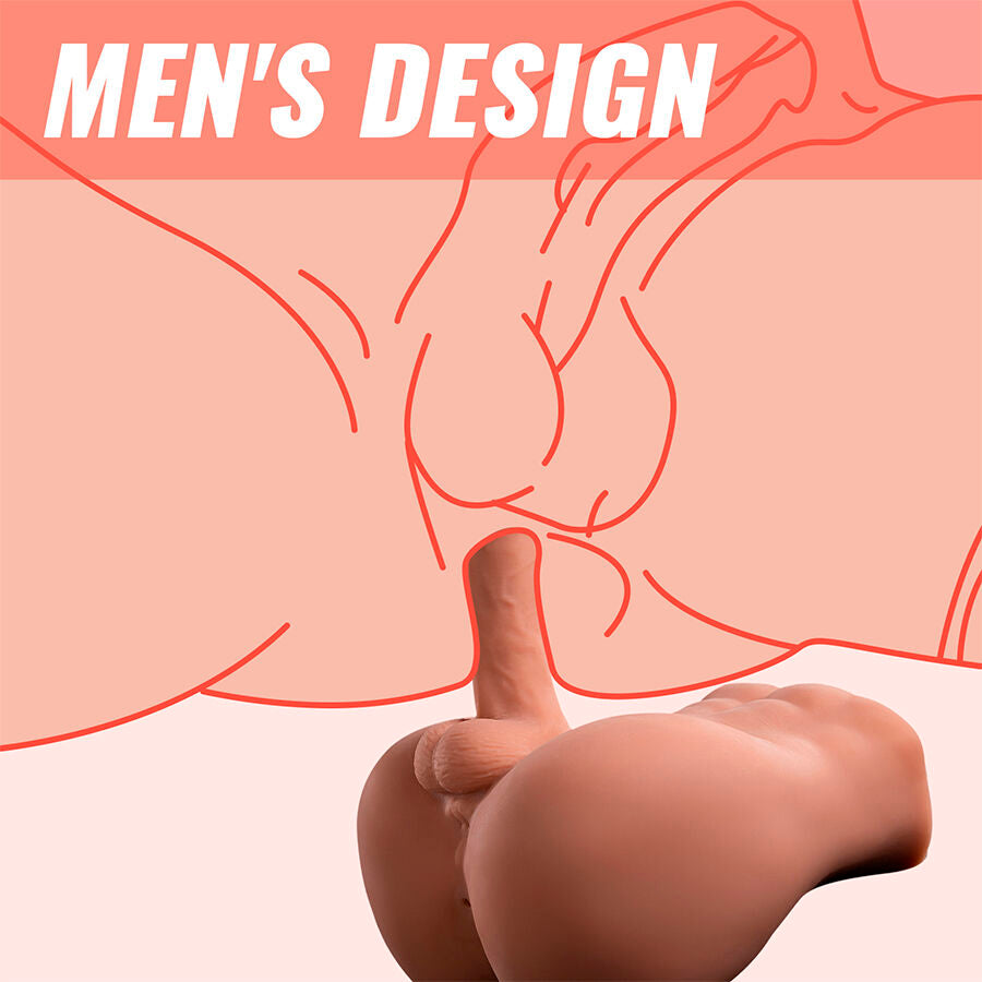 XISE - BERTLETT DILDO RØV REALISTISK DILDO OG ANUS MASTURBATOR FORRESTE POSITION MED STYK 18 CM