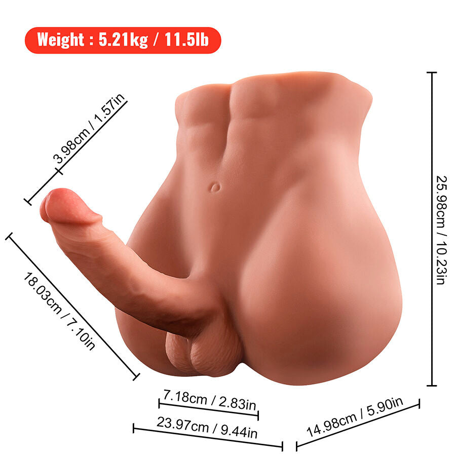 XISE - BERTLETT DILDO RØV REALISTISK DILDO OG ANUS MASTURBATOR FORRESTE POSITION MED STYK 18 CM
