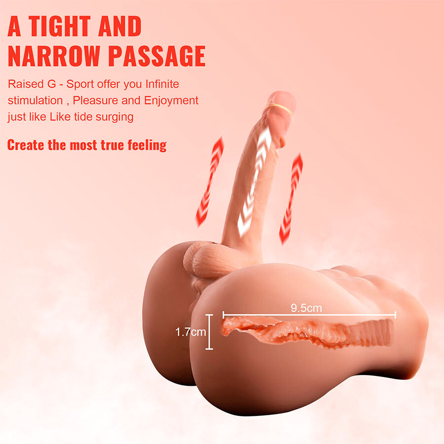 XISE - BERTLETT DILDO RØV REALISTISK DILDO OG ANUS MASTURBATOR FORRESTE POSITION MED STYK 18 CM