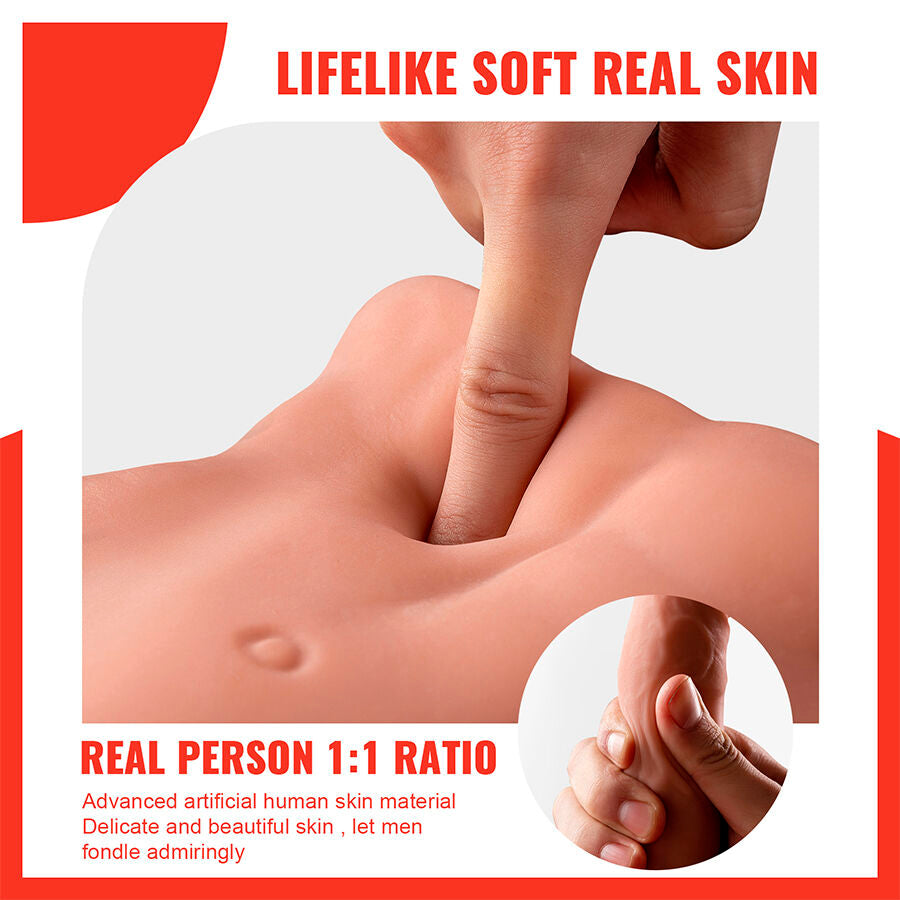 XISE - BERTLETT DILDO RØV REALISTISK DILDO OG ANUS MASTURBATOR FORRESTE POSITION MED STYK 18 CM