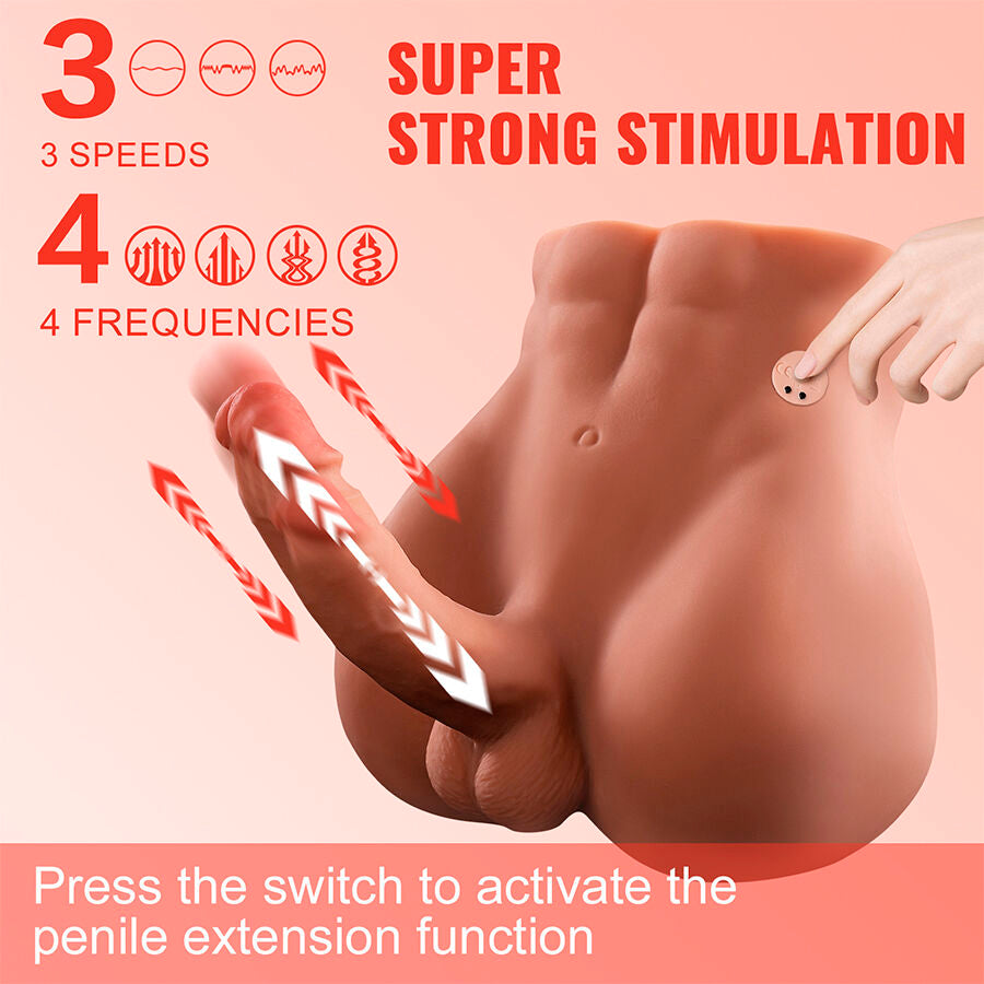 XISE - BERTLETT DILDO RØV REALISTISK DILDO OG ANUS MASTURBATOR FORRESTE POSITION MED STYK 18 CM