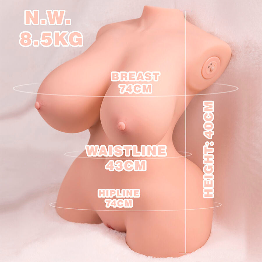 XISE - LILLE, STYKENDE REALISTISK TORSO MED KVINDELIG VIBRATION 40 CM