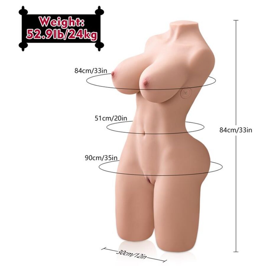 XISE - ERICA STYKKER REALISTISK TORSO MED KVINDELIG VIBRATION 84 CM