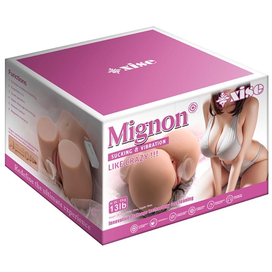 XISE - MIGNON SUCKENDE REALISTISK VAGINA MASURBATOR MED VIBRATION OG SUGNING OG FJERNBETJENING 6 KG