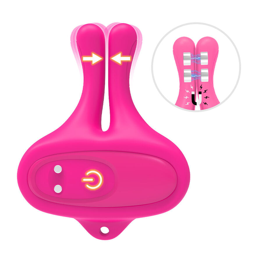 ARMONY - KANINFORMET VIBRATION MAGNETISKE BRØDVORTEKLEMMER PINK
