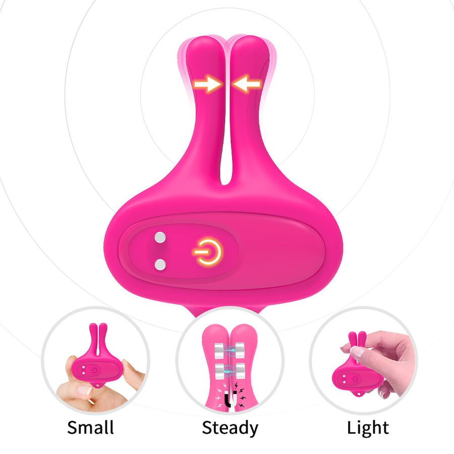 ARMONY - KANINFORMET VIBRATION MAGNETISKE BRØDVORTEKLEMMER PINK