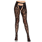 LEG AVENUE - ROSE BLONDE STRØMPEKNOPPER MED ÅBEN RYG SORTE