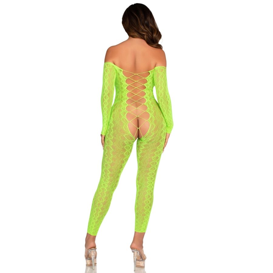LEG AVENUE - SKRIDTLØS BODYSTOCKING EKSOTISK SLANGEBLONDE NEONGRØN