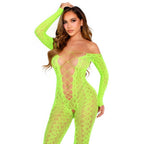 LEG AVENUE - SKRIDTLØS BODYSTOCKING EKSOTISK SLANGEBLONDE NEONGRØN