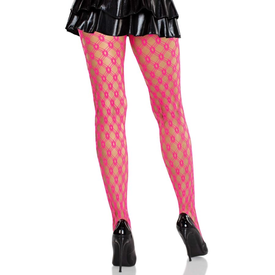 LEG AVENUE - BLONDE STRØMPEBUKSER MED ØJNE NEON PINK