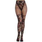 LEG AVENUE - DAHLIA BLONDE STRØMPEKNOPPER MED NETDETALJE SORT