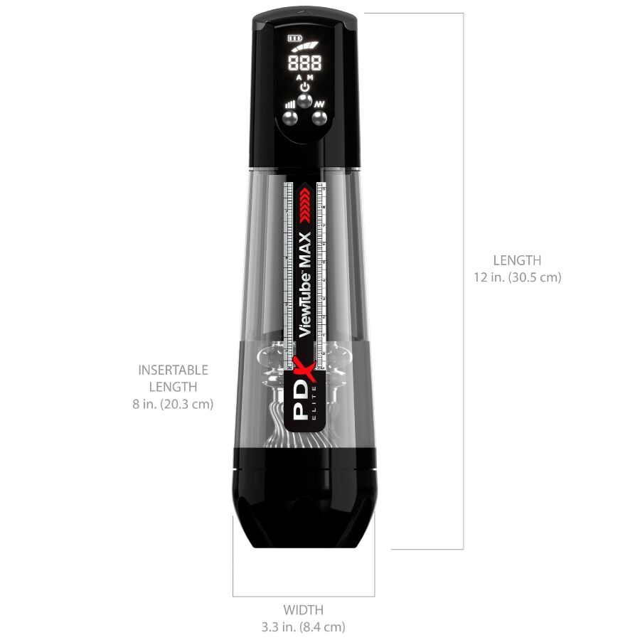 PDX ELITE - VIEWTUBE MAX VIEW AUTOMATISK MANUBILSEKUMMEL MED TRANSPARENT SUGNING