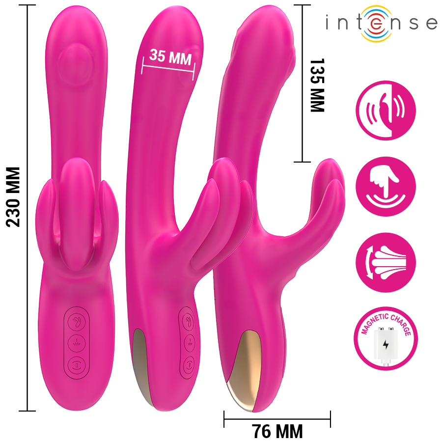 INTENSE - BRITNEY MULTIFUNKTIONS KANINVIBRATOR 23 CM LYSERØD