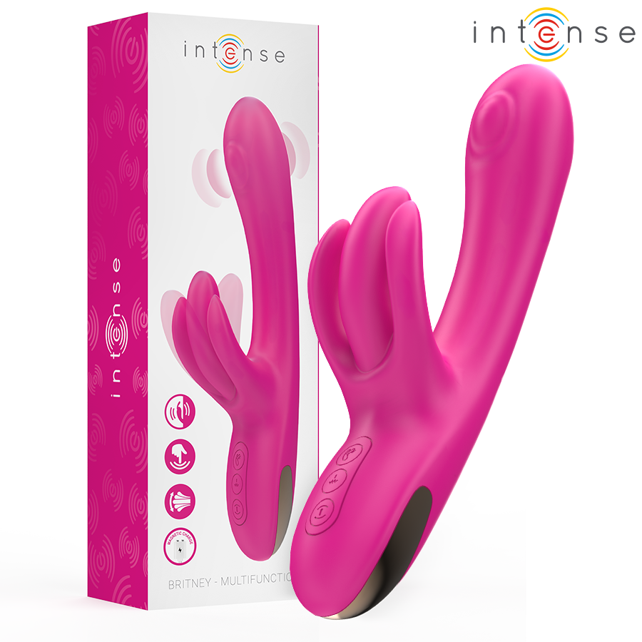 INTENSE - BRITNEY MULTIFUNKTIONS KANINVIBRATOR 23 CM LYSERØD