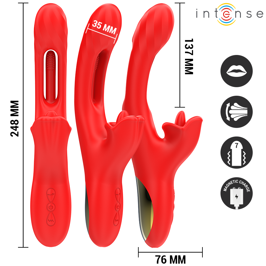 INTENSE - JESSICA MULTIFUNKTIONSVIBRATOR KLITORISSTIMULATION 24,8 CM RØD