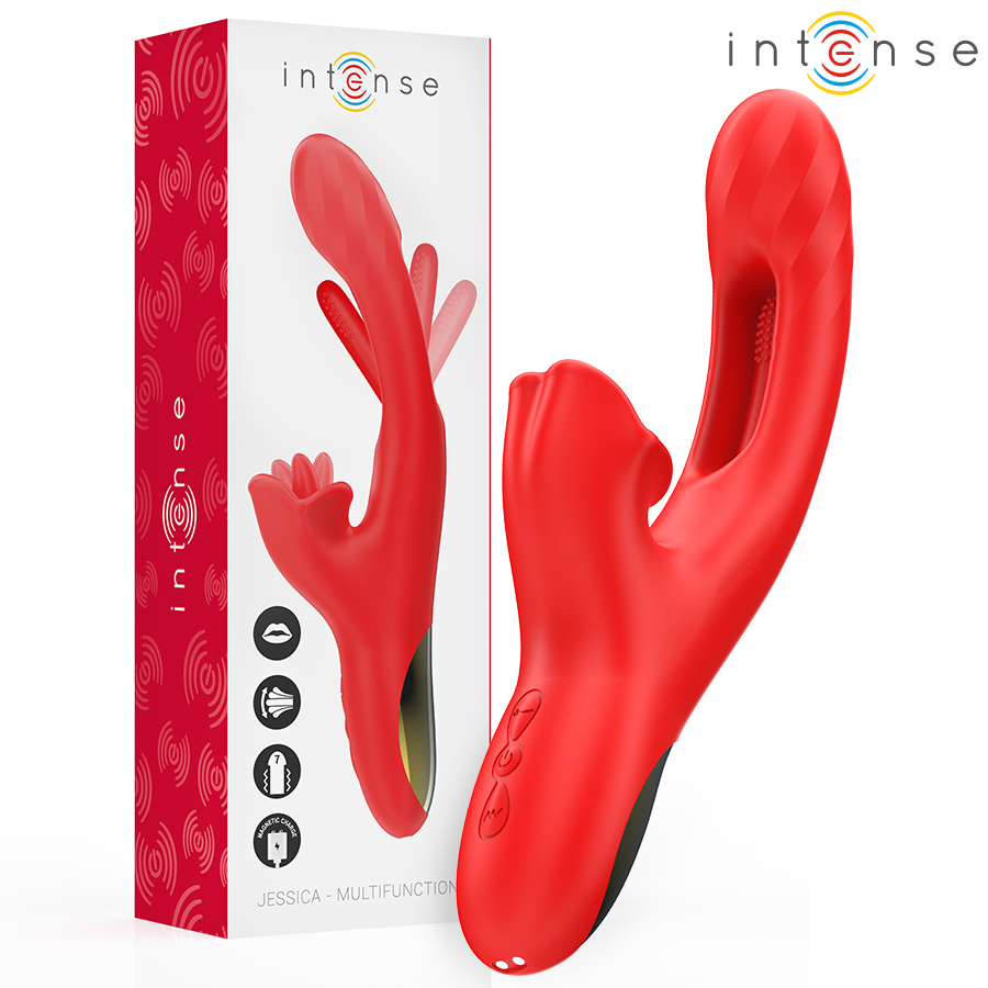 INTENSE - JESSICA MULTIFUNKTIONSVIBRATOR KLITORISSTIMULATION 24,8 CM RØD