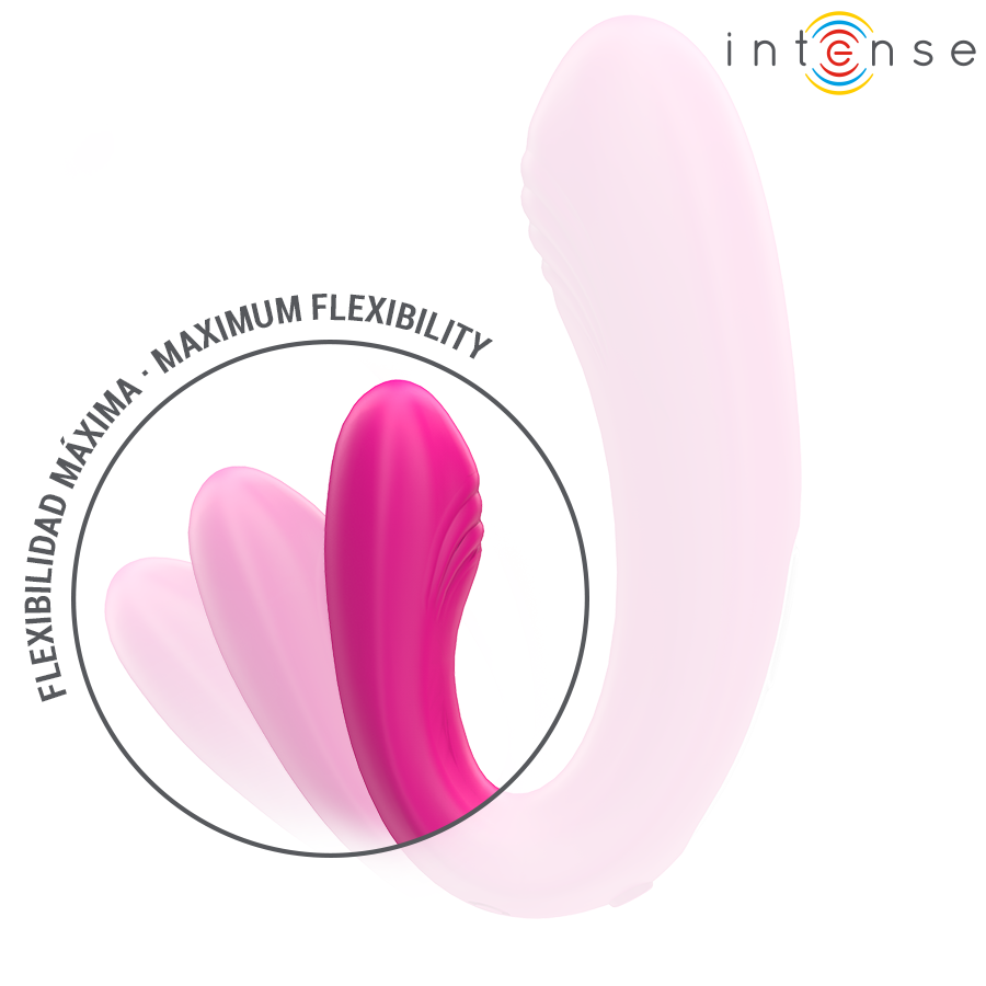 INTENSE - JANET DOBBELT U-FORMET STIMULATOR OG VIBRATOR MED FJERNBETJENING PINK