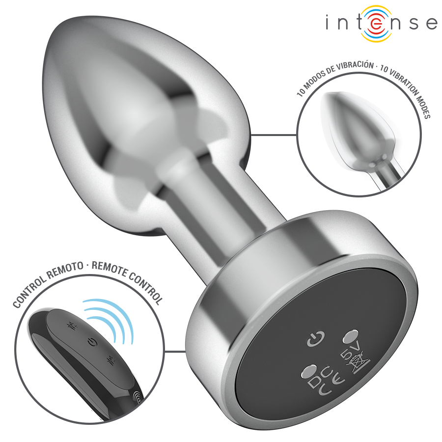 INTENSE - ANALPLUG 10 VIBRATIONER METAL MED FJERNBETJENING