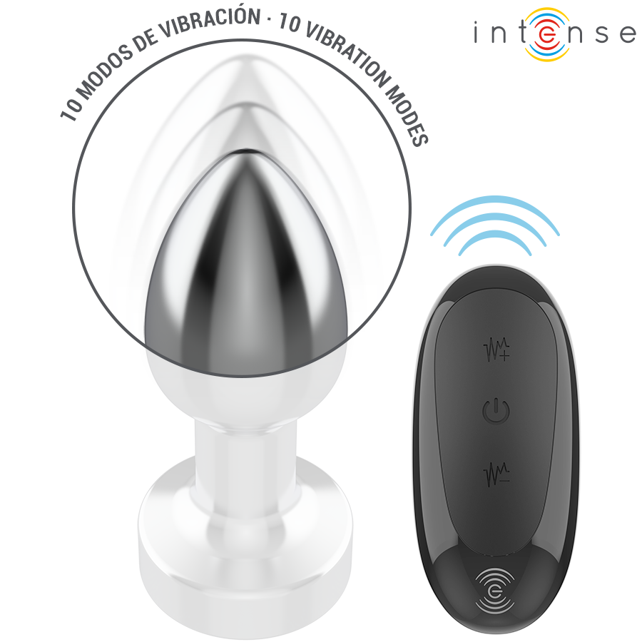 INTENSE - ANALPLUG 10 VIBRATIONER METAL MED FJERNBETJENING