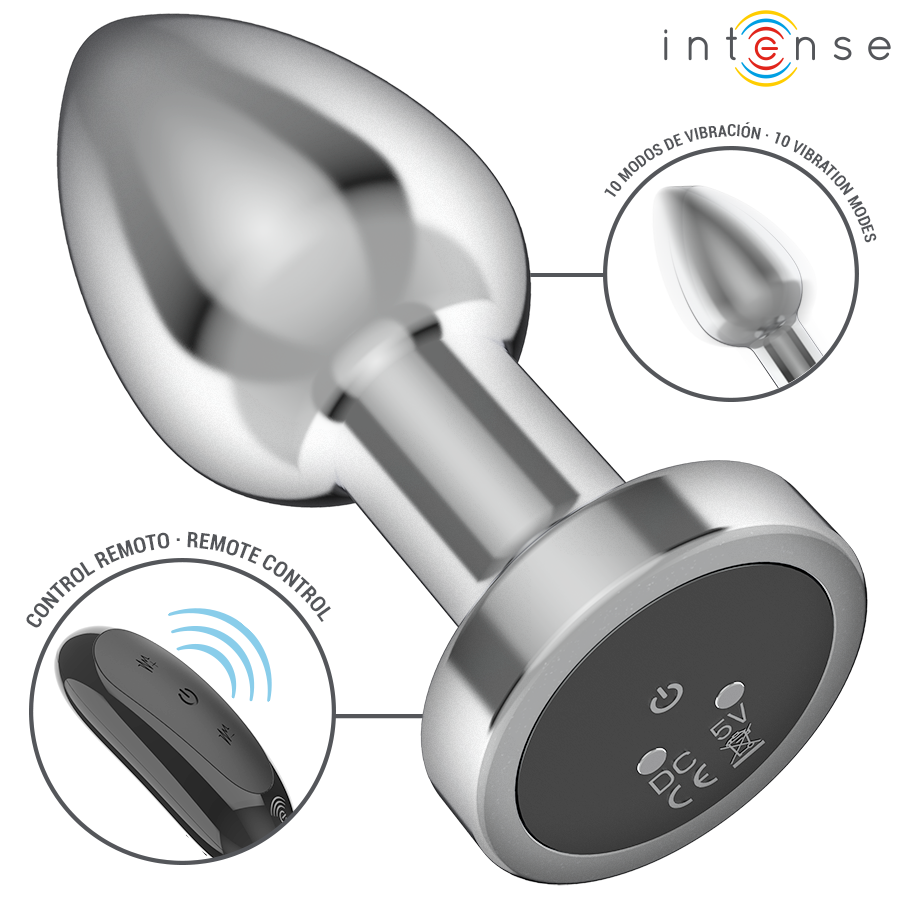 INTENSE - ANALPLUG 10 VIBRATIONER METAL MED FJERNBETJENING M