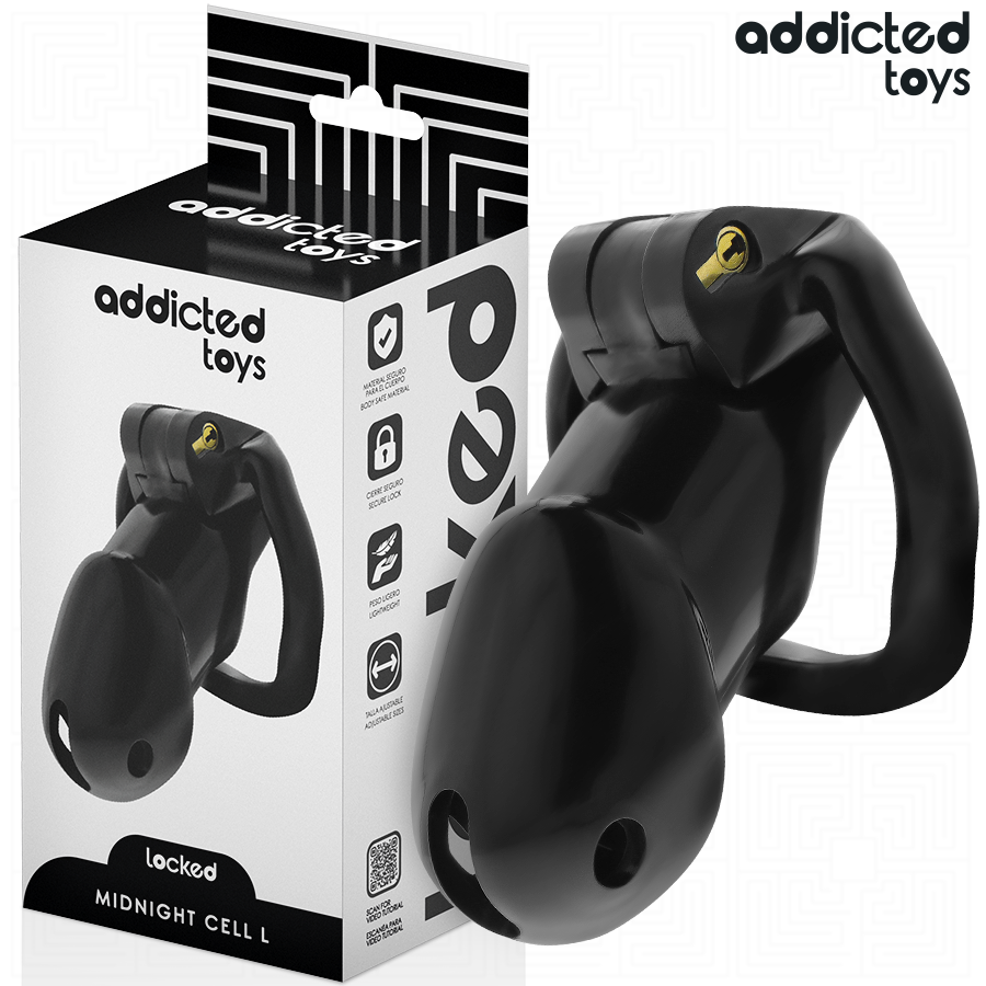 ADDICTED TOYS LOCKED - MINDNIGHT CELL PENIS CAGE STØRRELSE L