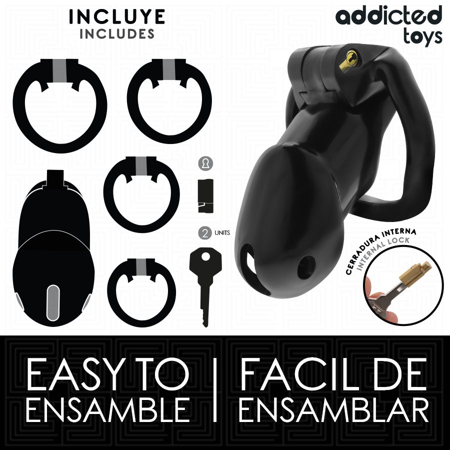 ADDICTED TOYS LOCKED - MINDNIGHT CELL PENIS CAGE STØRRELSE L