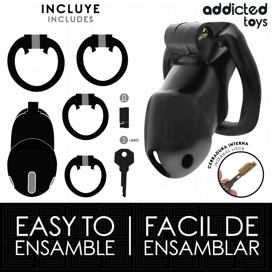 ADDICTED TOYS LOCKED - MINDNIGHT CELL PENIS CAGE STØRRELSE M