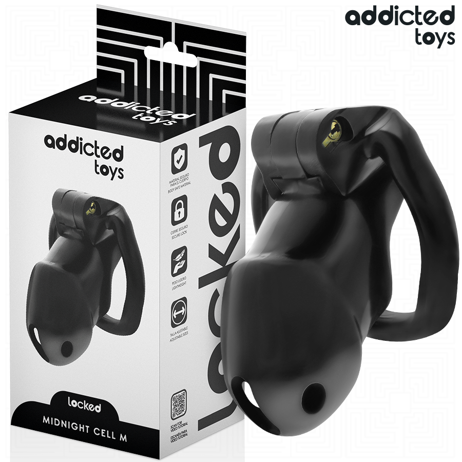 ADDICTED TOYS LOCKED - MINDNIGHT CELL PENIS CAGE STØRRELSE M