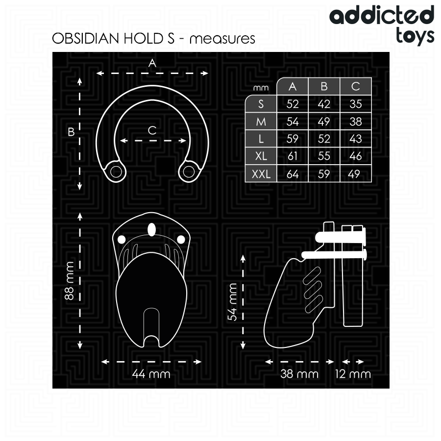 AFFÆNGIG LEGETØJ LÅST - OBSIDIAN HOLD PENISBUR STØRRELSE S