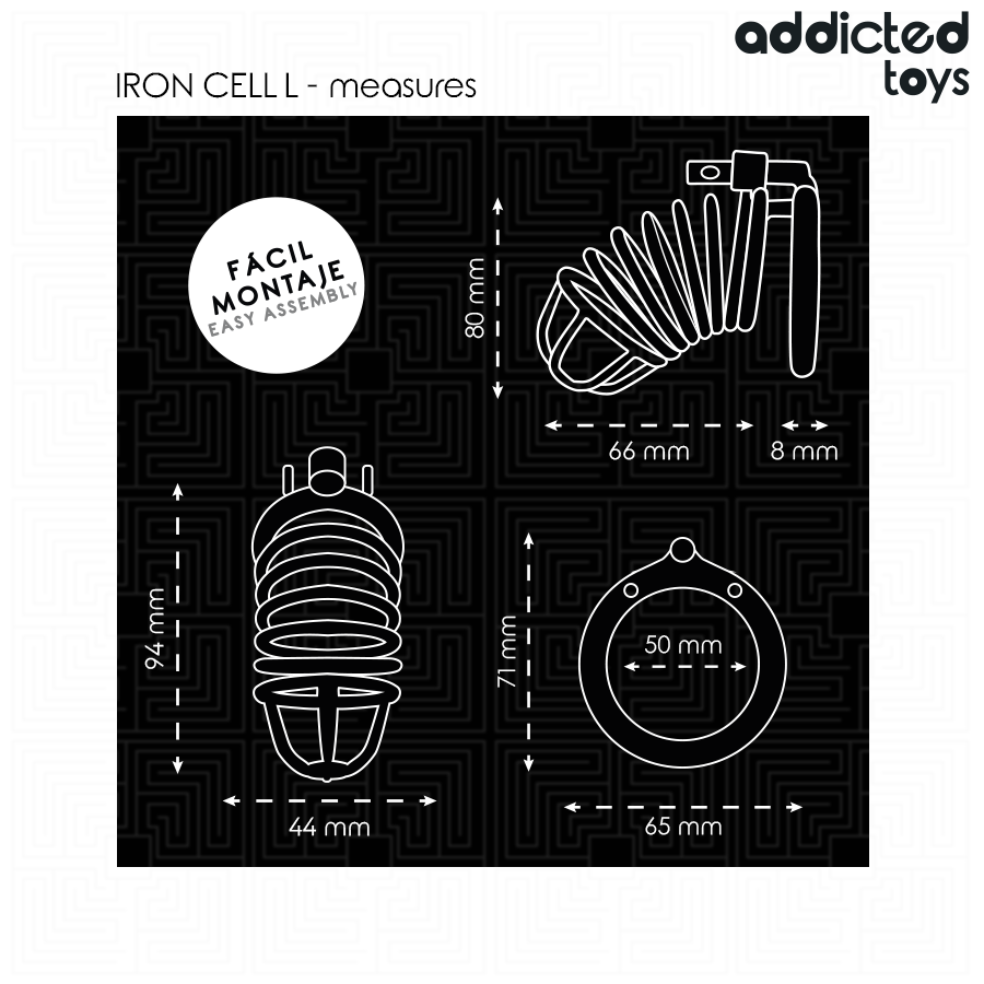 ADDICTED TOYS LOCKED - PENISBUR I JERNCELLEMETAL 5 CM STØRRELSE L