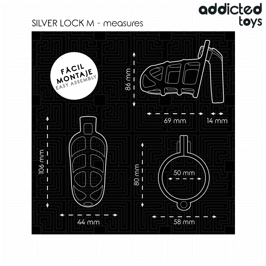 ADDICTED TOYS LOCKED - SØLVLÅS PENISBUR METAL STØRRELSE M