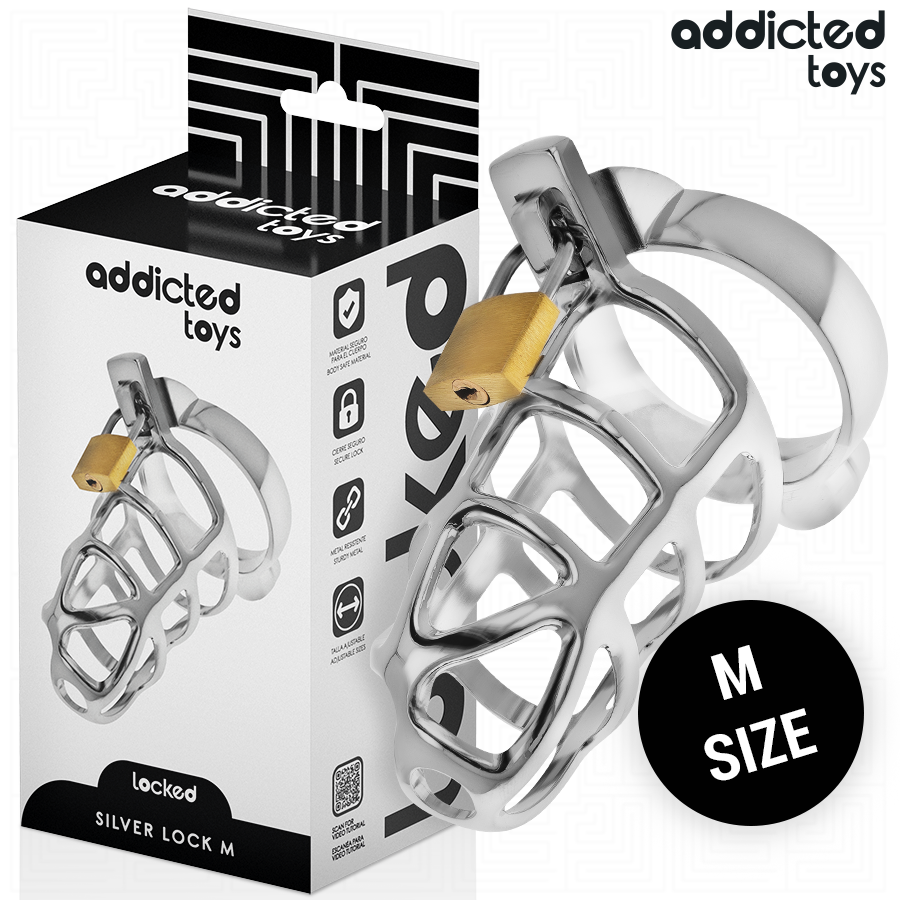 ADDICTED TOYS LOCKED - SØLVLÅS PENISBUR METAL STØRRELSE M